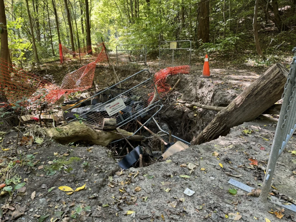 A washout in the Avoca ravine path